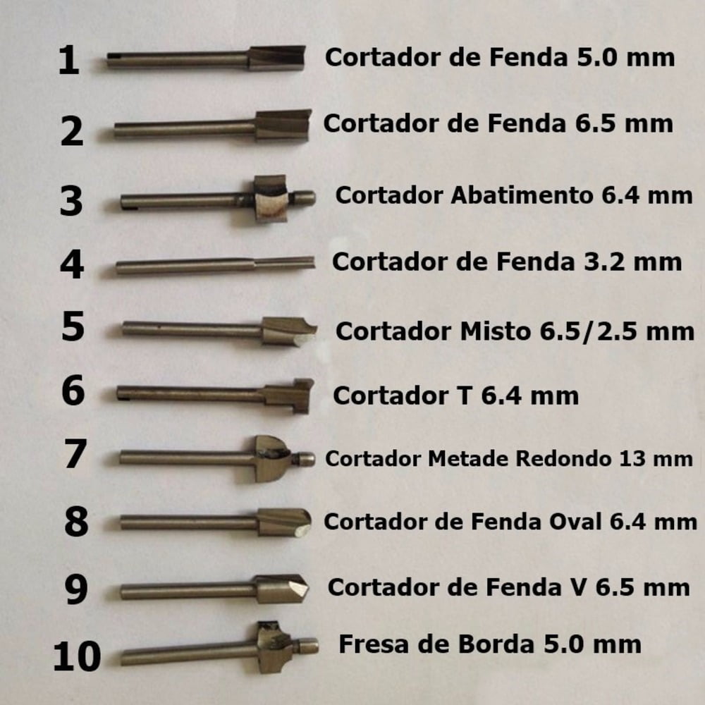 Kit Com 10 Brocas fresas Dremel Tupia CNC, Para Micro Retífica e Utilizado  em Madeira. - DalyCompras