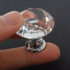 PUXADORES TIPO DIAMANTE ESTILO CRISTAL DE VIDRO LUXO SUPER BRILHO UNIDADE.