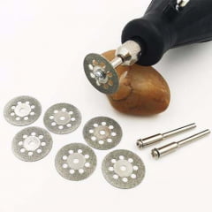 KIT COM 10 MINI DISCOS DIAMANTADOS DREMEL, CORTE 22MM PARA MICRO RETÍFICA.