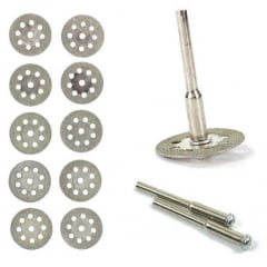 KIT COM 10 MINI DISCOS DIAMANTADOS DREMEL, CORTE 22MM PARA MICRO RETÍFICA.