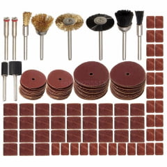 KIT COM 150 LIXAS TIPO TUBOS E DISCOS ESCOVAS DREMEL PARA MICRO RETÍFICA.