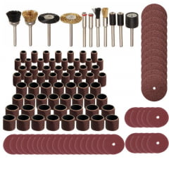 KIT COM 150 LIXAS TIPO TUBOS E DISCOS ESCOVAS DREMEL PARA MICRO RETÍFICA.